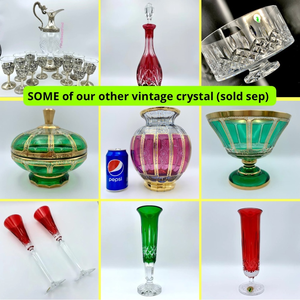 ‼️PENDING‼️Vintage Emerald Green Cut to Clear Crystal Wine Hock Glass Bohemian - Picture 4 of 15